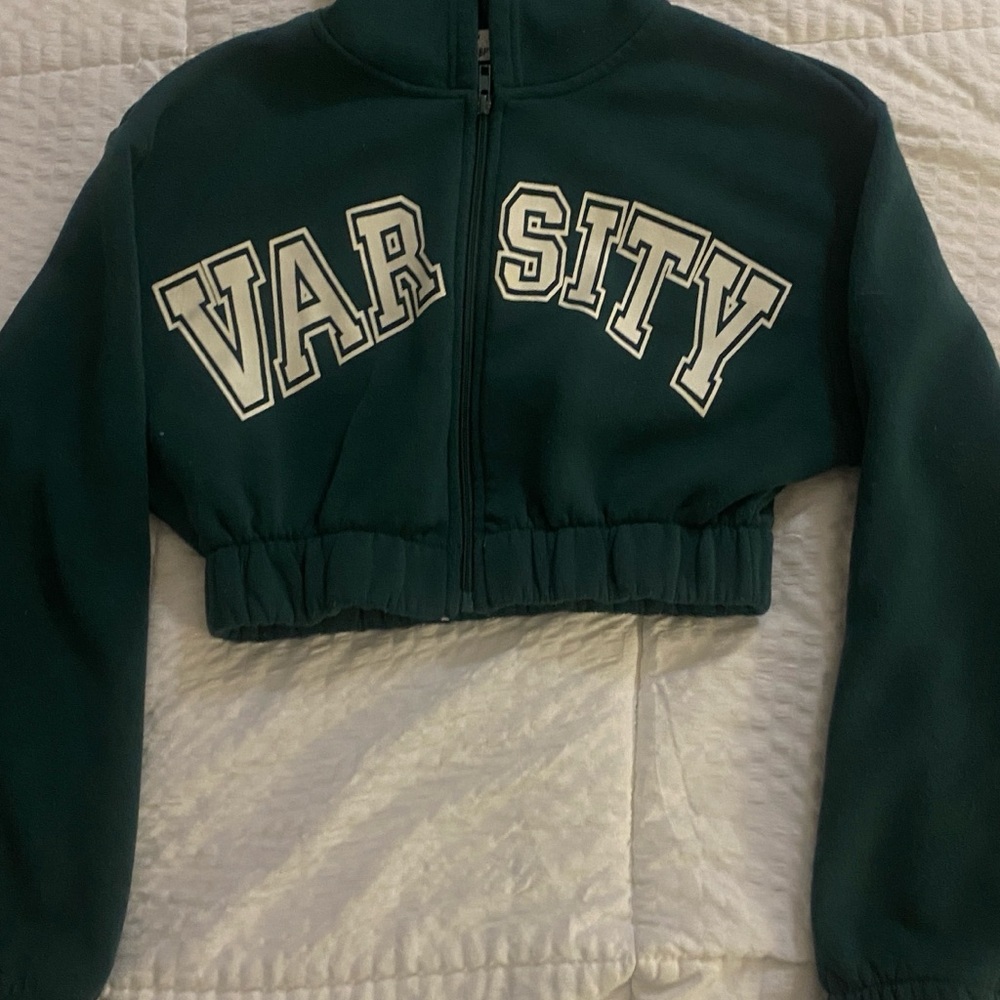 Green Varsity Cropped Jacket